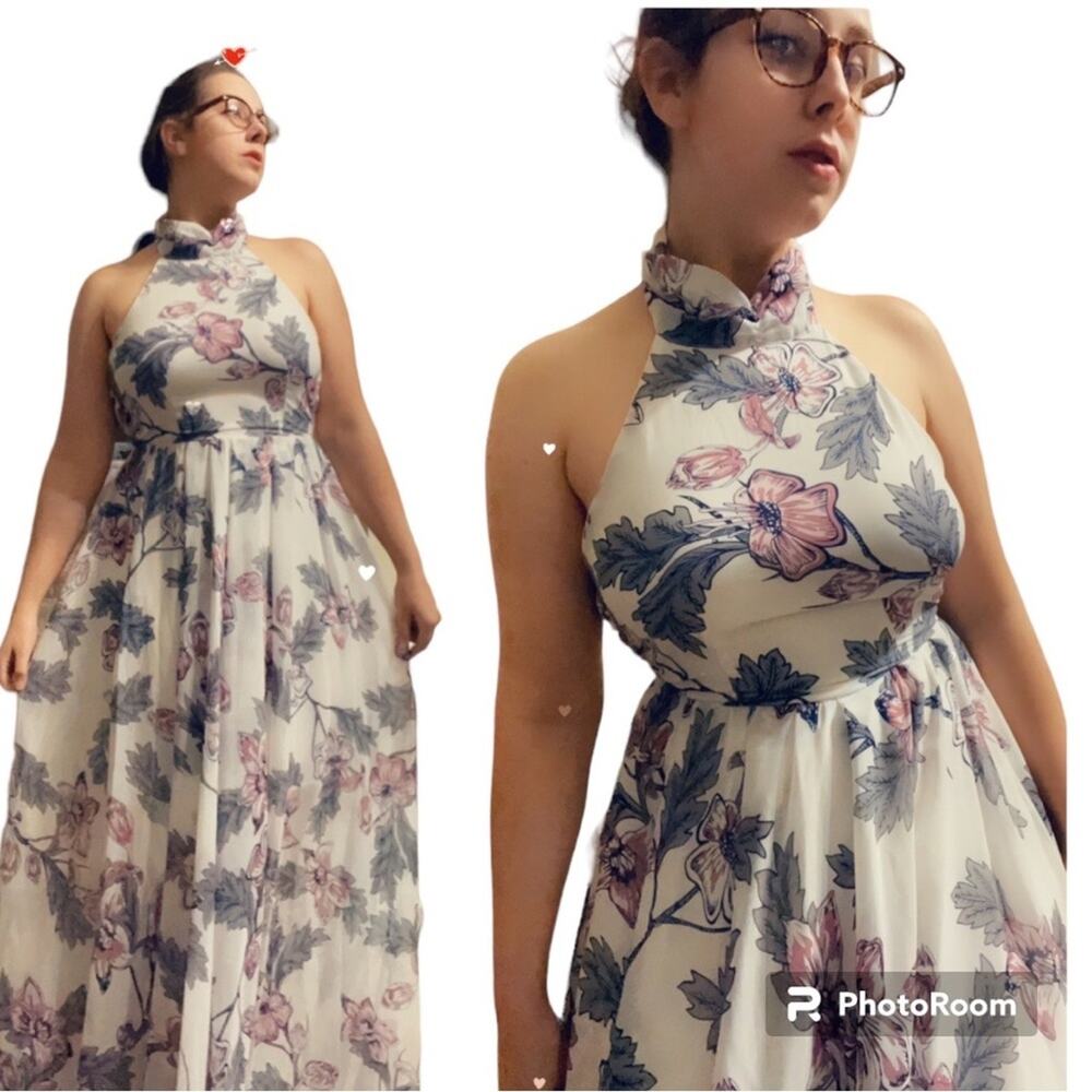Y2K Floral halter maxi dress